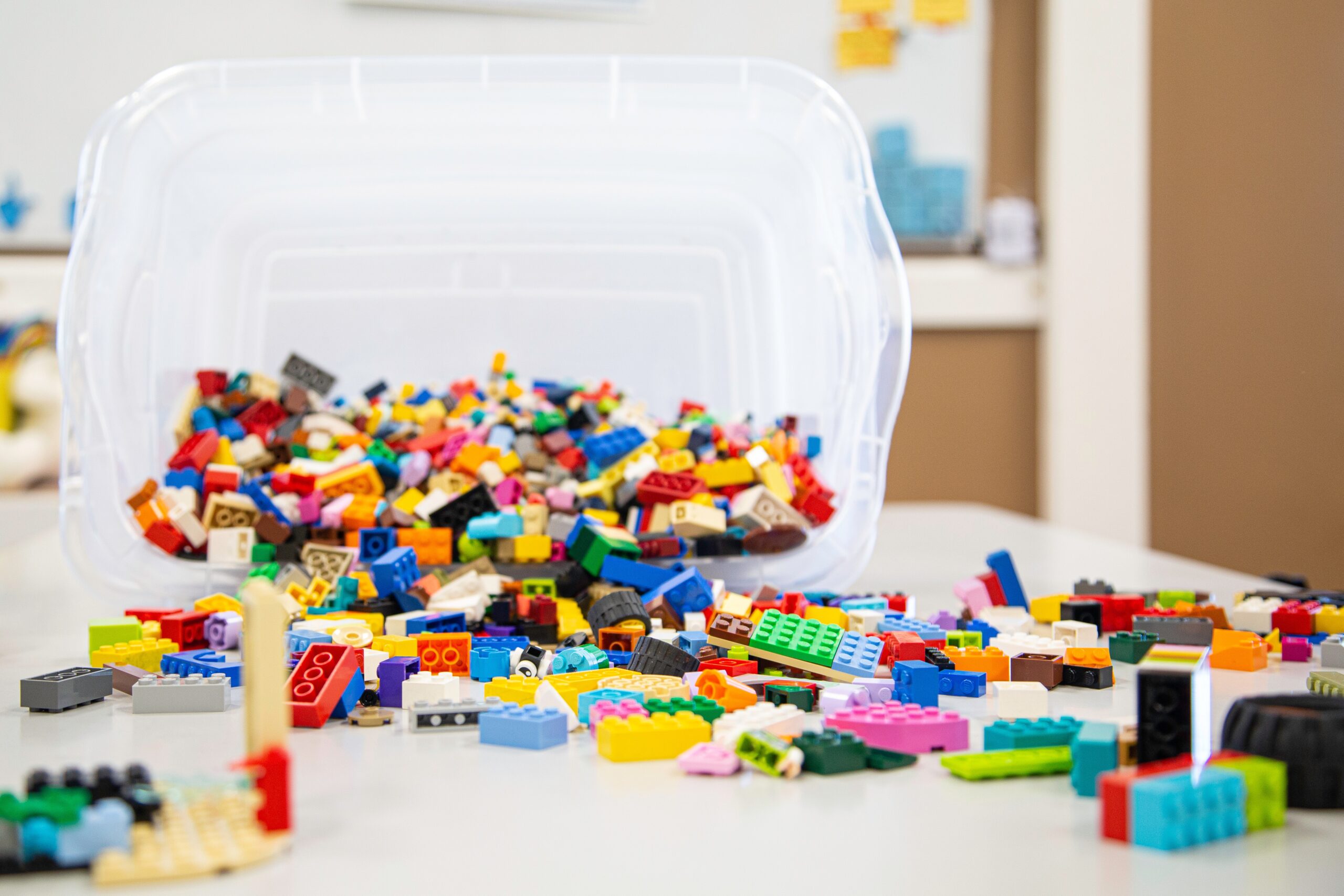 Lego falling out of a container